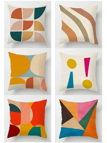 추상 기하학 베개 케이스 40x40cm 45x45cm 린넨 페이드 방지 기계 세탁 가능 북유럽 소파 쿠션 커버