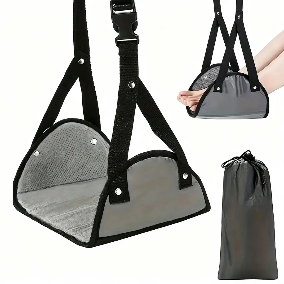 Airplane Footrest With Adjustable Strap, Portable Hammock Leg Rest, Perfect Travel Accessories