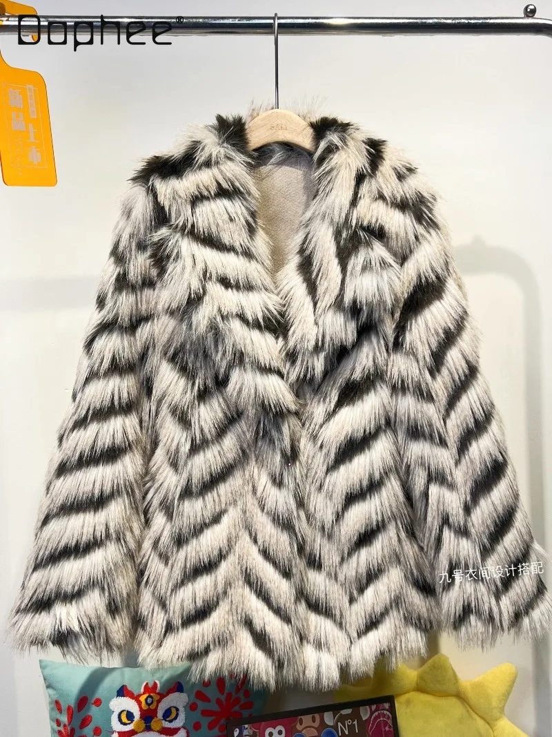 Winter New European Style Mink Fur Coat for Women Fashionable Imitation Mink Fur Warm Loose Jacket Loose Casual Faux Fur Coat