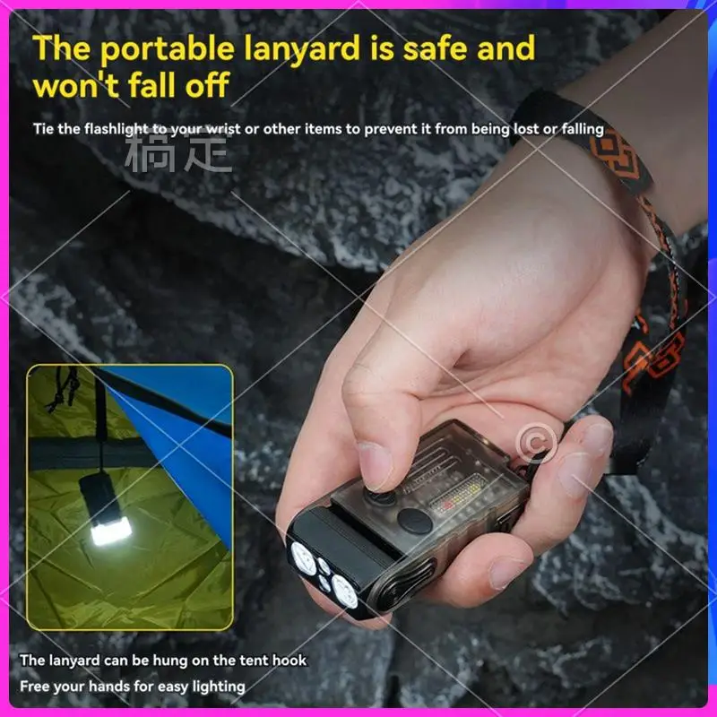

AUU-Rechargeable V20 Keychain Flashlight EDC LED Work Light Type-C Magnetic Base Camping Lantern