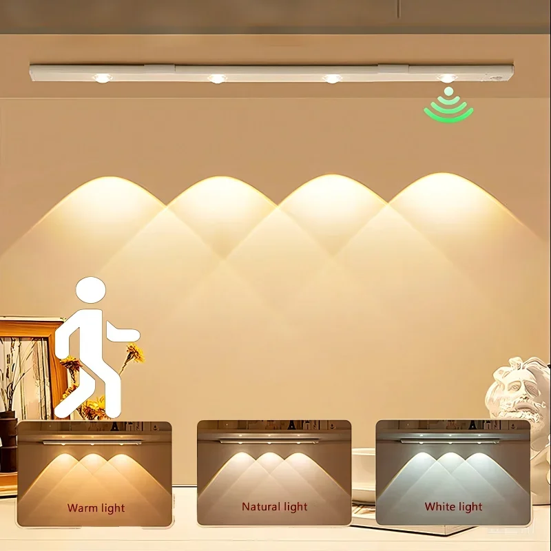 

LED ultra-thin night light, USB rechargeable motion sensor, dimmable, suitable for wardrobe and kitchen cabinet lighting