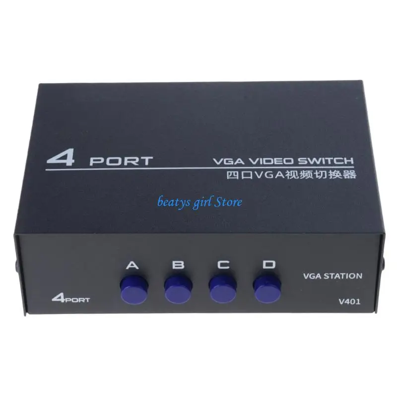 C7AB Metal 4 Way VGA Switcher For PC To Screen Sharing With 1920x1440 Support And Metal Casing