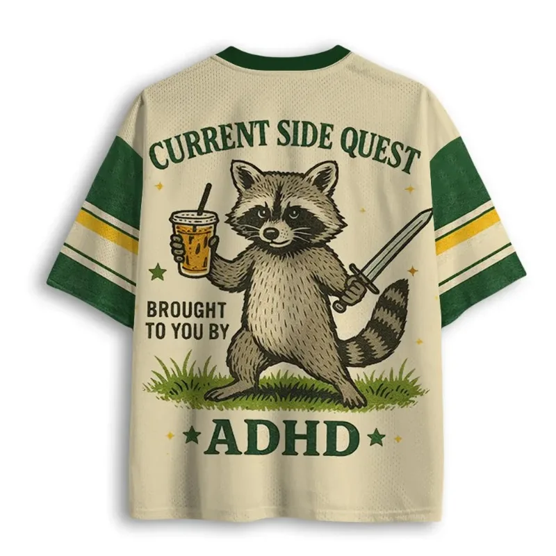 2026 Summer Hot Selling Retro Fun Raccoon Printed V-neck Y2K Fashion Shirt Adult and Children Large Casual Sports T-shirt