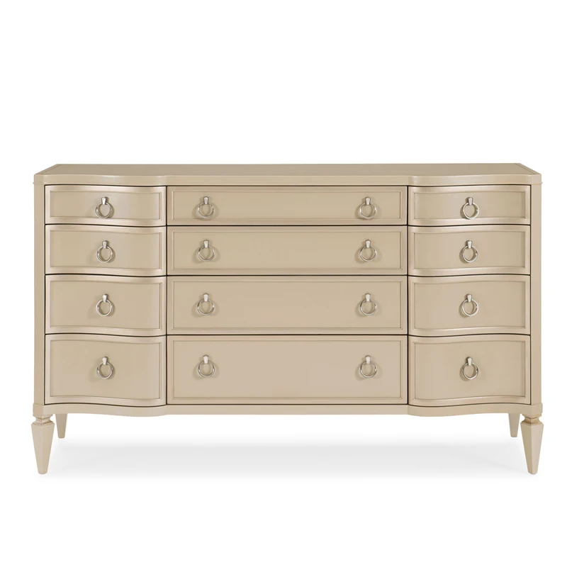 

02 American light luxury solid wood chest dresser Nordic simple modern champagne gold decorative storage cabinet