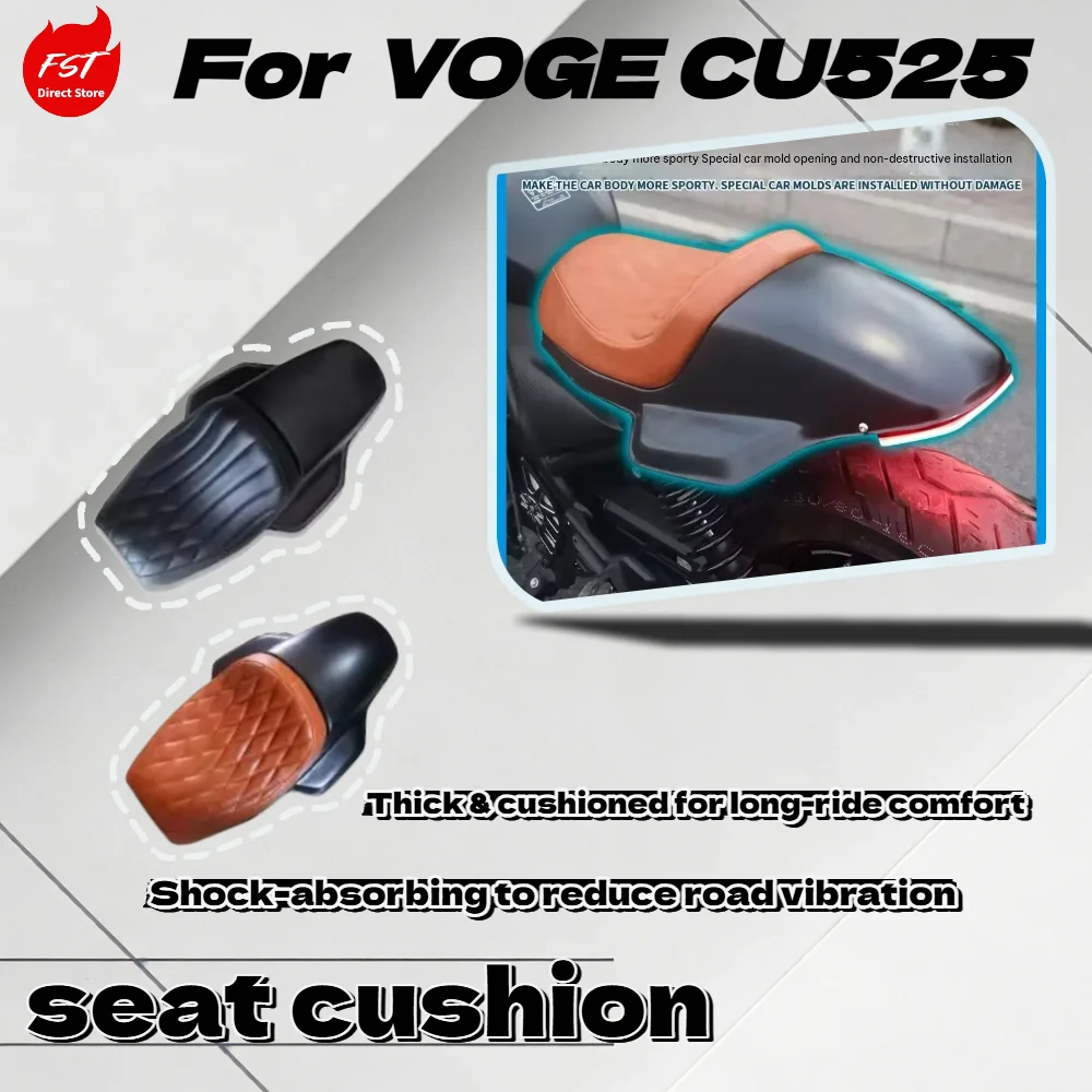 For Voge CU525, upgraded retro solo seat, wear-resistant leather cushion, direct bolt-on accessories
