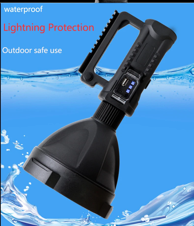 XHP70.2 LED Searchjlight Rechargeable Work Light Flashlight Waterproof Spotlight with Stand Mountable Bracket By Expeditions