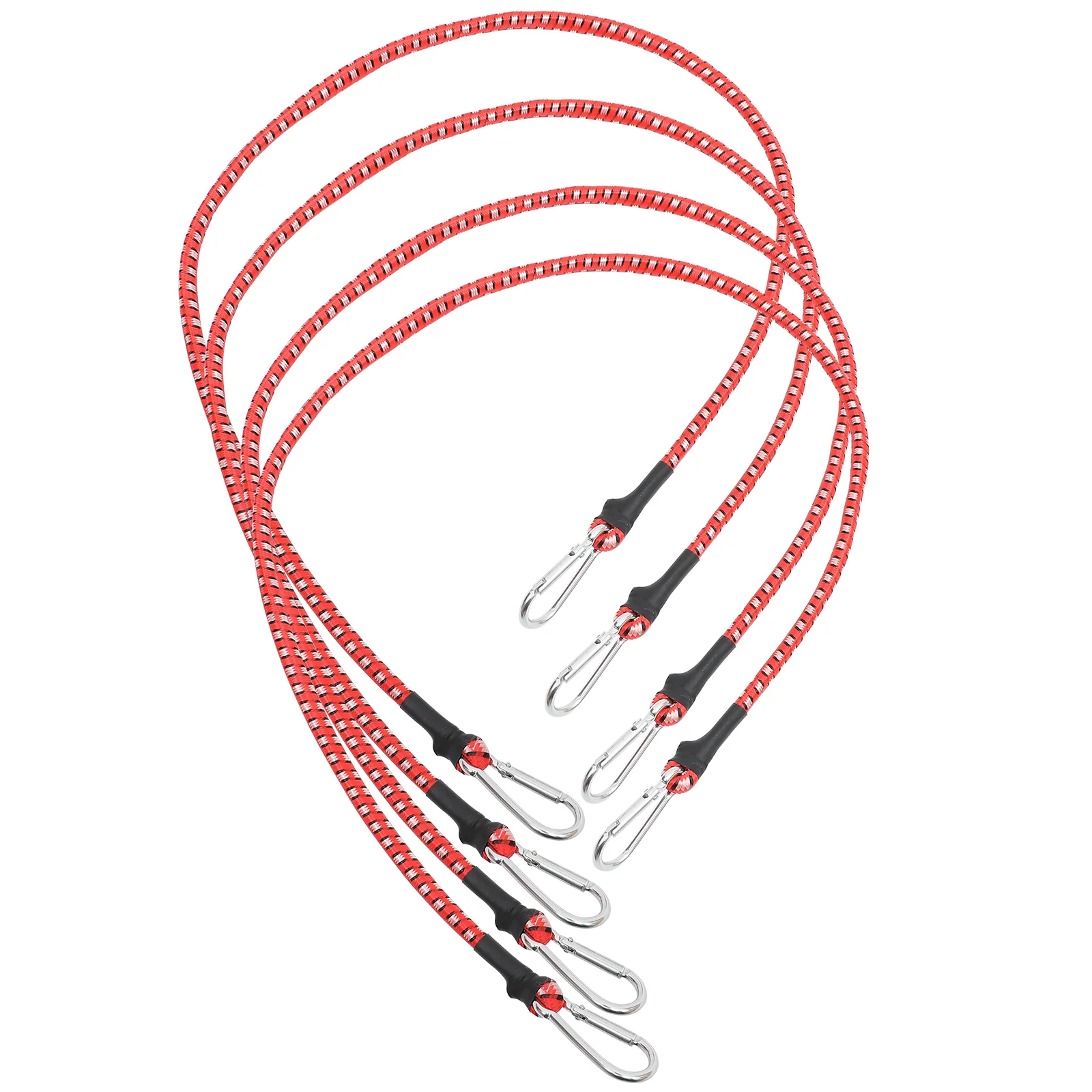 

4 Pcs Binding Rope Tightening Strap with Hook Elastic Fastening Belt Cargo Cord Red