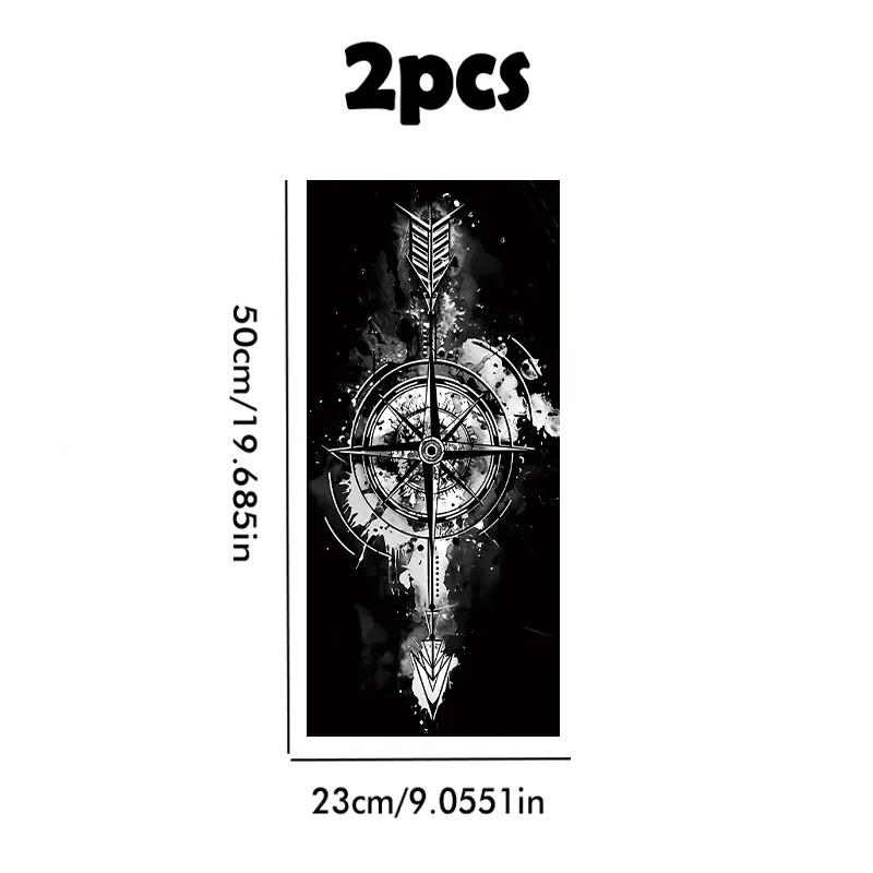 2PCS Compass Car B-Pillar Vinyl Stickers, Protective Film Decals, Waterproof Scratch-Resistant Auto Door Trim Decor