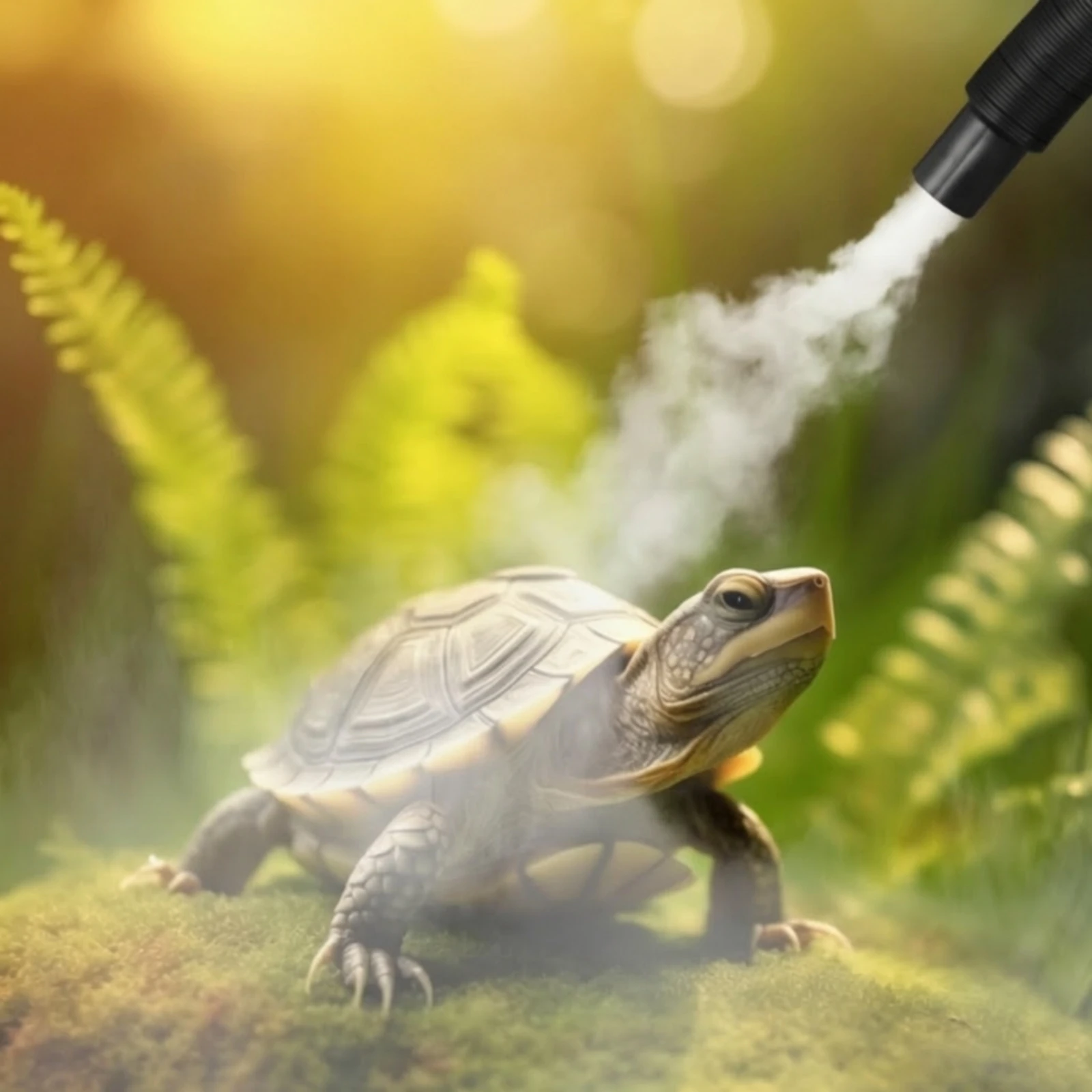 Cylindrical Mist-Generating Humidifier Timer-Equipped Humidifier with Flexible Hose Auto Shut-off Low-Noise for Reptile Owners