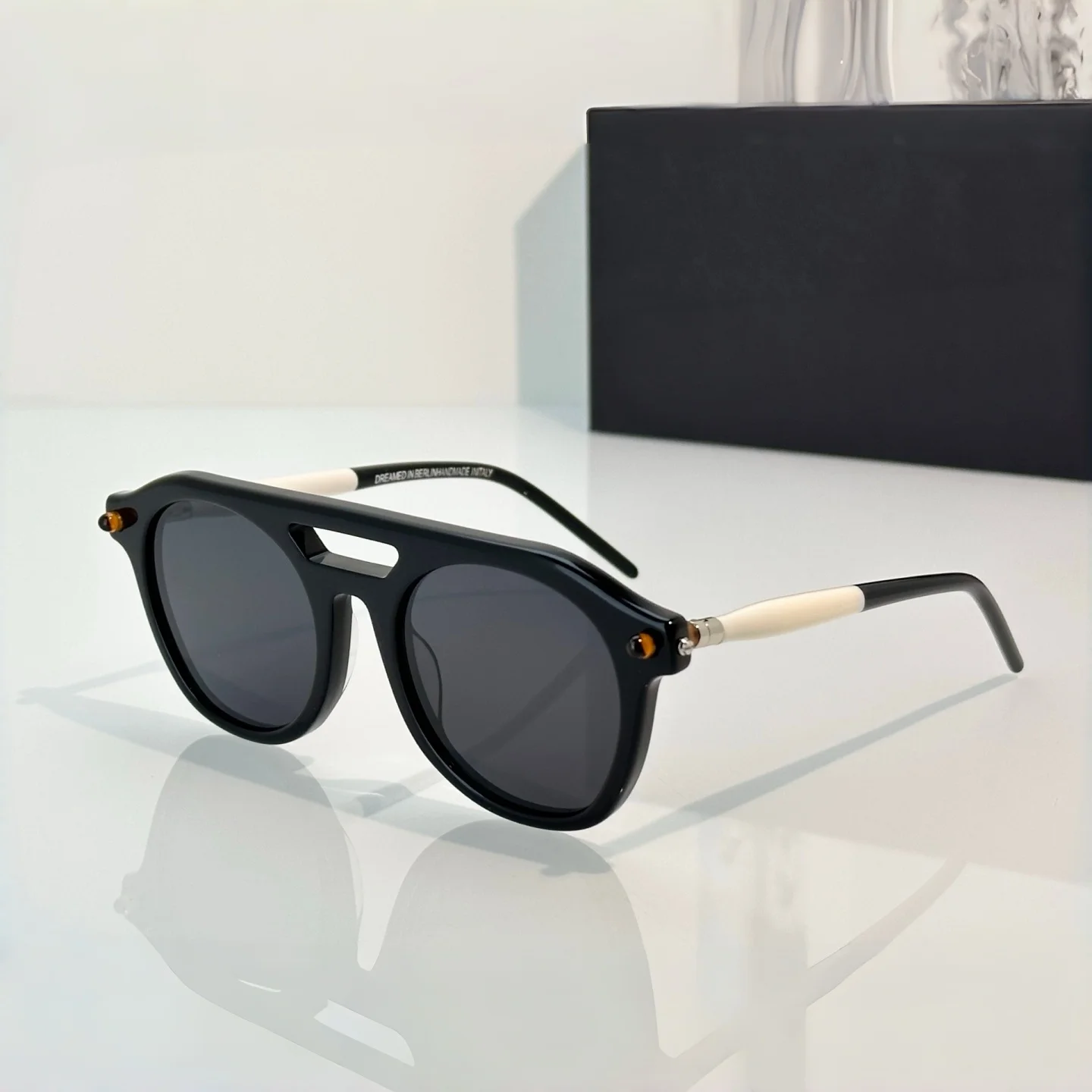 P11 Sunglasses For Women And Men, Statement Retro Matte Brown Double Bridge Frame Light Brown Lens UV400 Stand Out Sunglasses