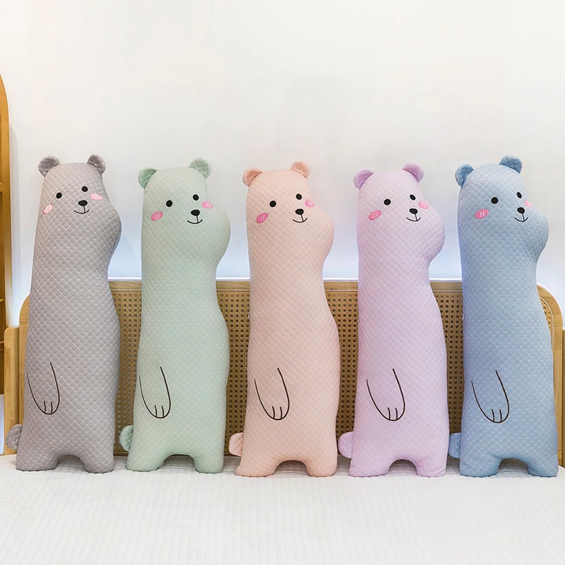 

Kawaii Plush Filled Arctic Bear Toy Ice Silk Pillow for Kids Birthday Gift Long Sleeping Cuddly Leg Hug Pillow for Girls