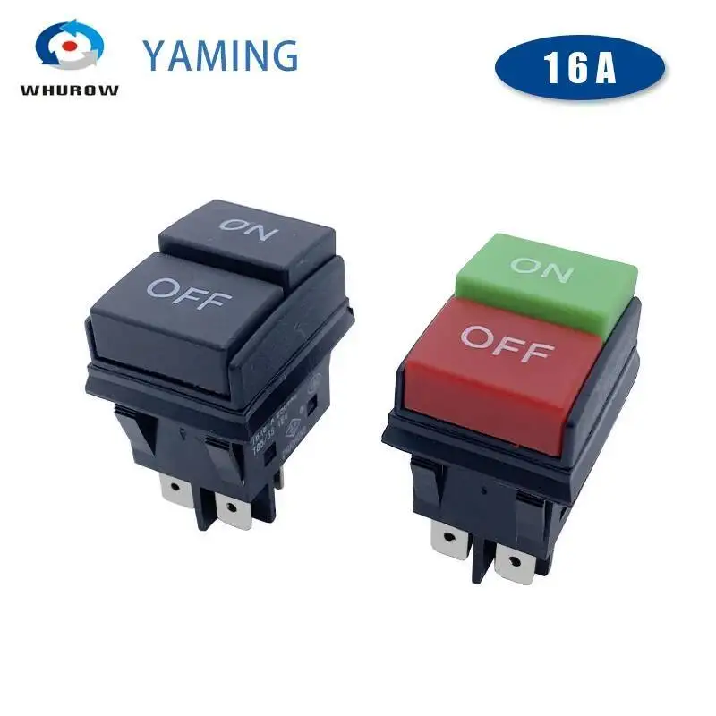 Portable Washing Machine Push Button Switch Four-legged 2 Position ON-OFF Red Green Black Car Washer 16A Silver Contact