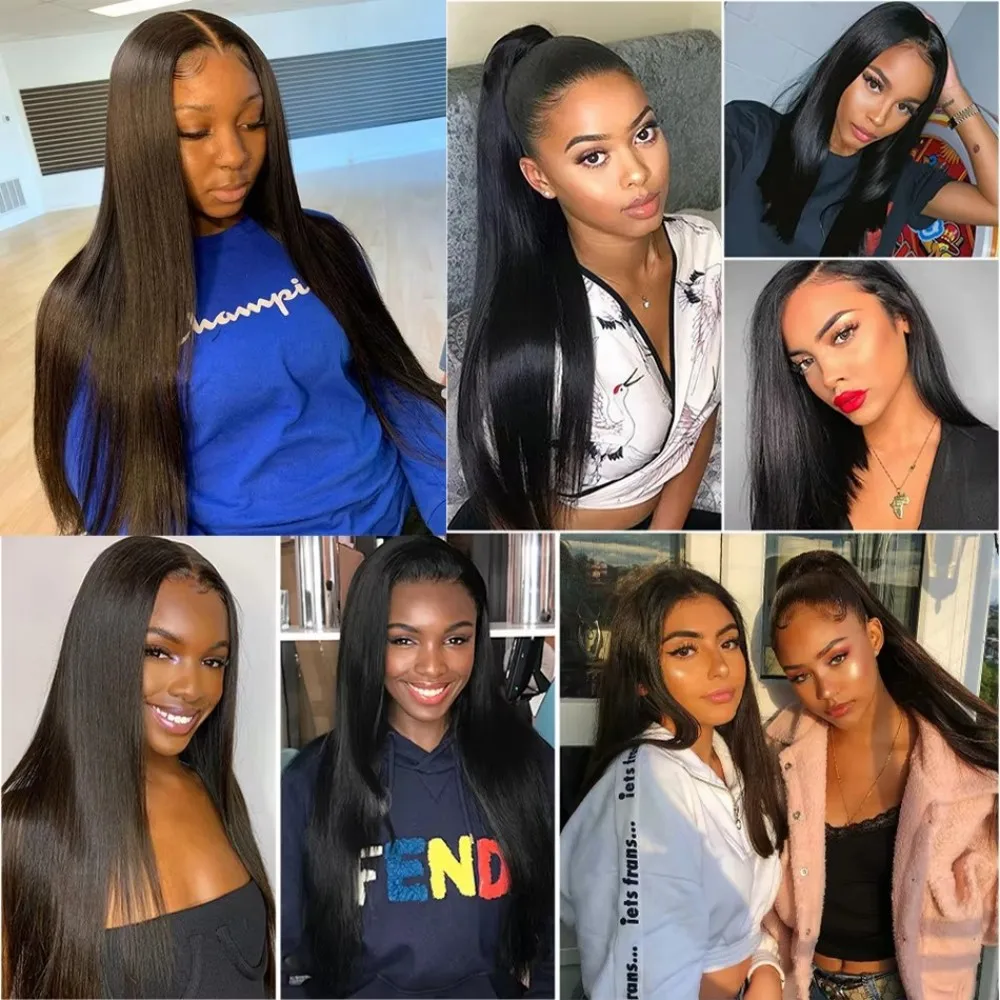 Newmi Straight Human Hair Bundles 12A 100% Unprocessed Brazilian Virgin Human Hair Extensions Natural Black 1pc Bundle