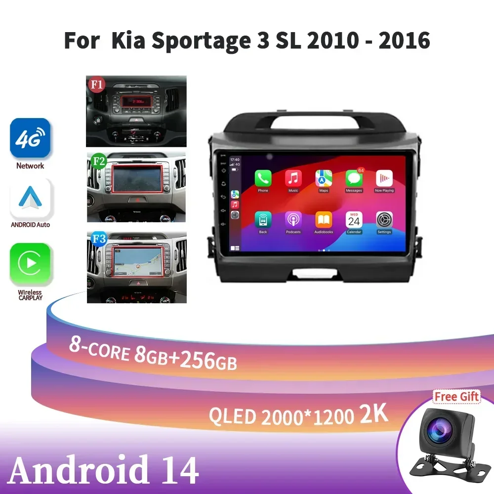 Car Radio Multimedia Navigation 2DIN For Kia Sportage 3 SL 2010 - 2016 Wireless Carplay Stereo Screen Head Unit