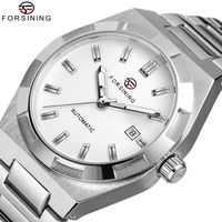 FORSINING Men's Business Classic Style Casual Automatic Self-Wind Mechanical Watch Stainless Steel Band Big Analog Dial Calendar