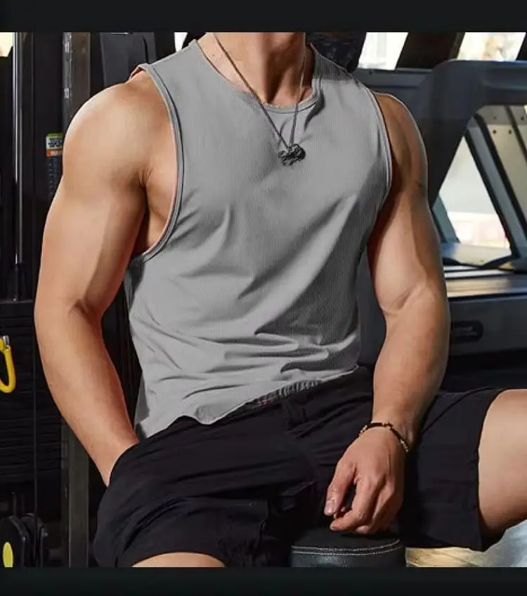 

Мужская спортивная обтягивающая майка для тренировок, фитнеса, баскетбола, футбола, бега, быстросохнущая, дышащая, высокоэластичная, без рукавов