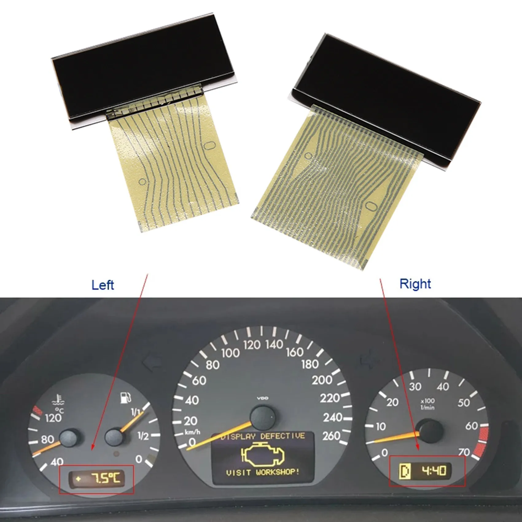 Car Left&Right LCD S n Air-Con Information Display for Mercedes Benz E-Cl  W210 CLK-Cl  W208 SLK-Cl  R170 W202