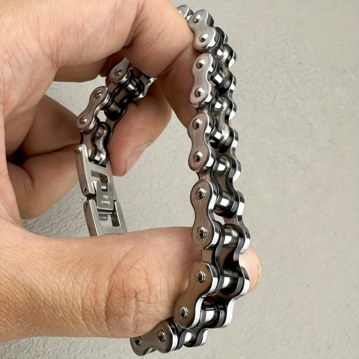 1pcs Punk Rock Stainless Steel Biker Mens Bracelet Link Chain Motorcycle Bike Bicycle Chain Bracelets Bangles Jewelry image 3