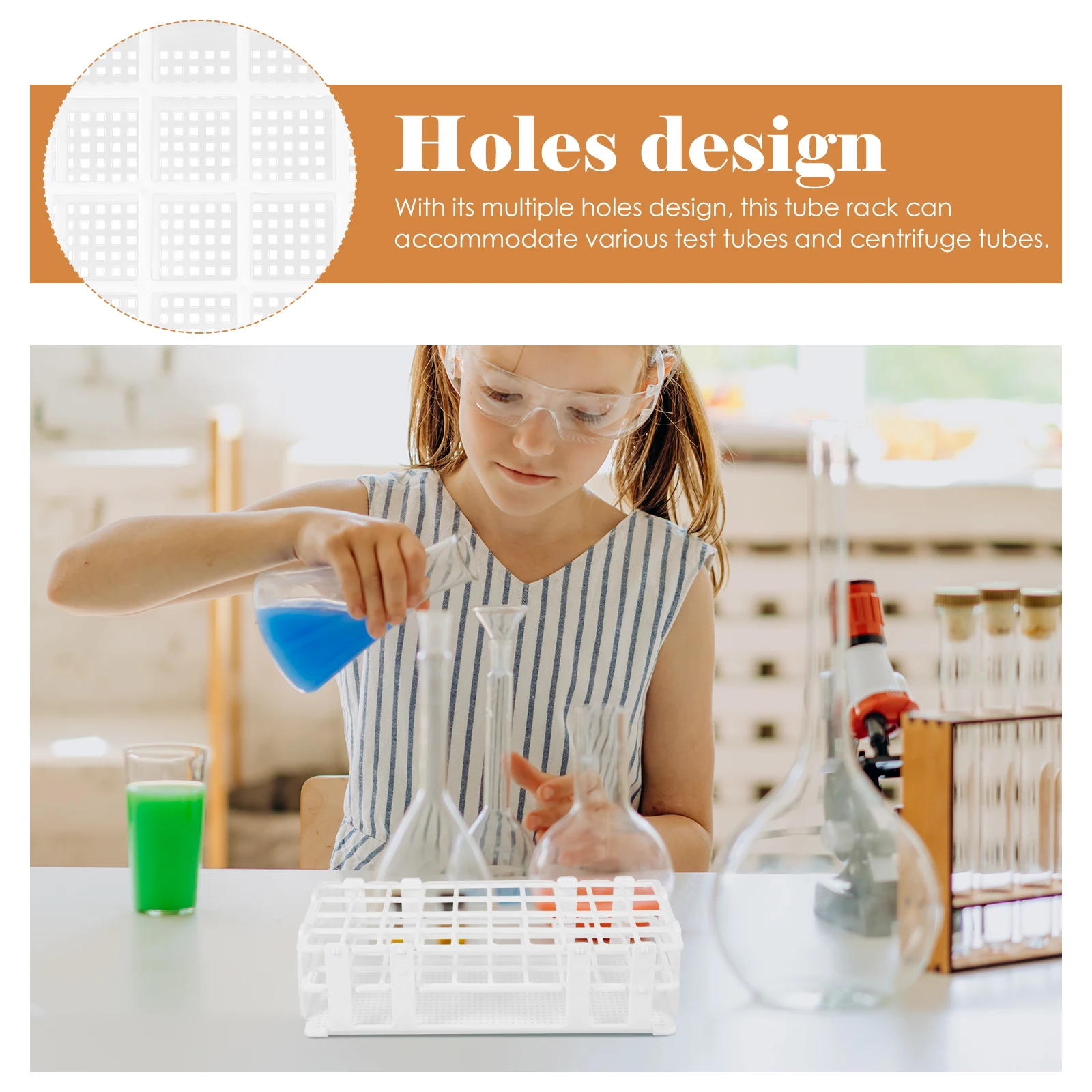 40 ثقوب رف أنابيب الاختبار البلاستيك مختبر حامل مُنظِم لأنابيب 20 مللي متر انفصال تخزين قوي سهلة التنظيف #4