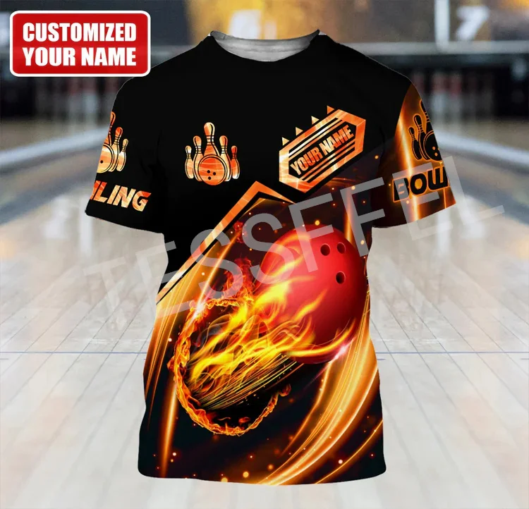 NewFashion Custom Name Sports Bowling Player Tattoo Summer Harajuku 3DPrint Streetwear Casual T-Shirts Men/Women Short Sleeves C