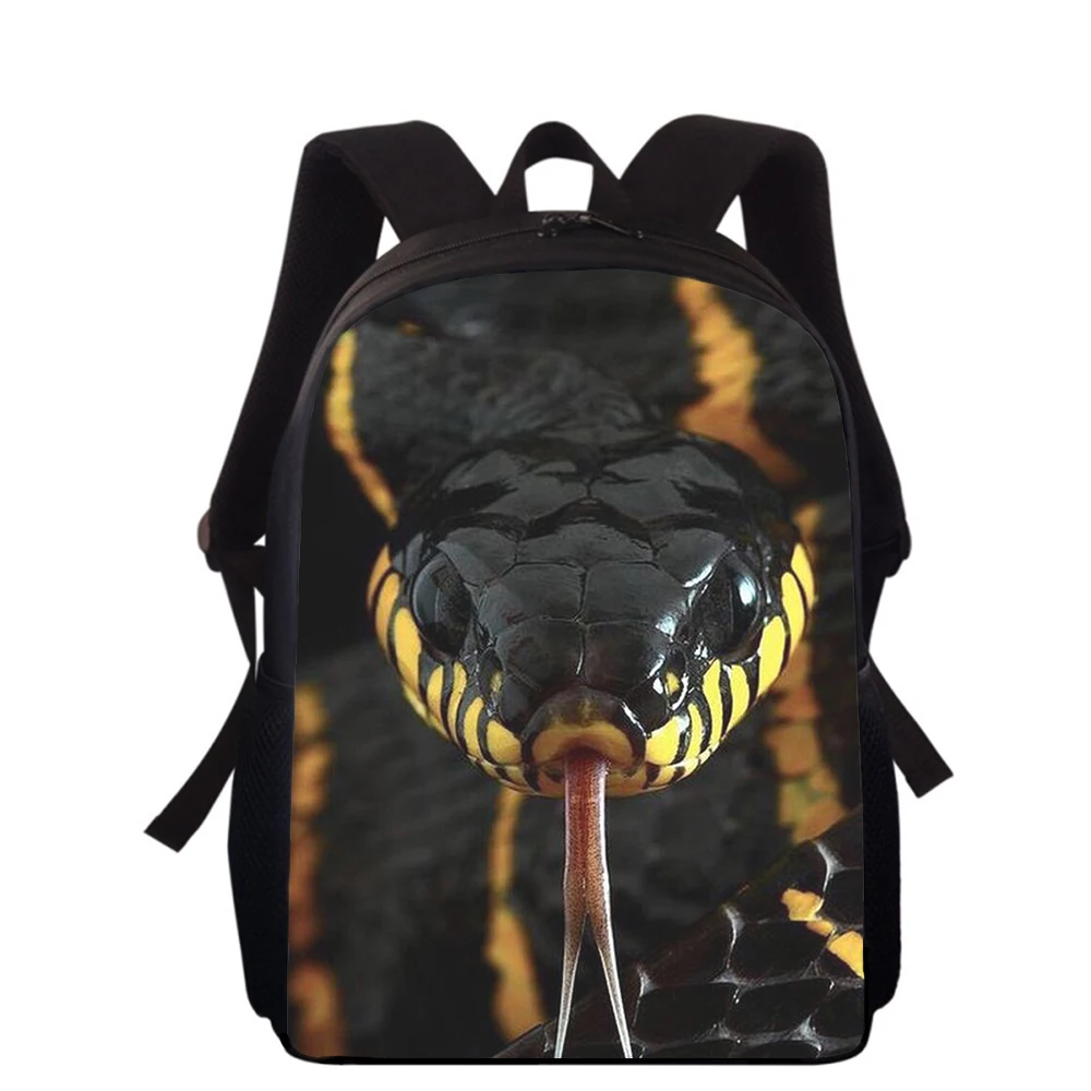 Sac à dos imprimé serpent animal pour enfants, peinture d'art 3D, sacs d'école primaire pour garçons et filles, sac à dos pour étudiants, sacs de livre scolaire, 15 po