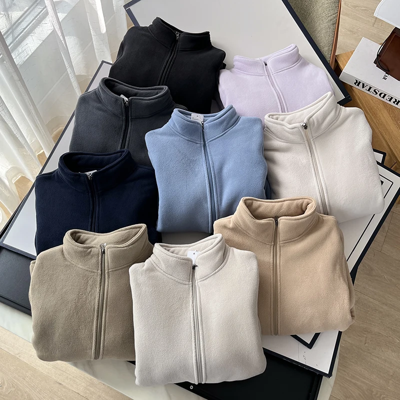 

Super Warm Fce Lined Stand Collar Jaet Thiened Autumn Winter Coat for Couples Trendy Urban Sle Long Sve Coat