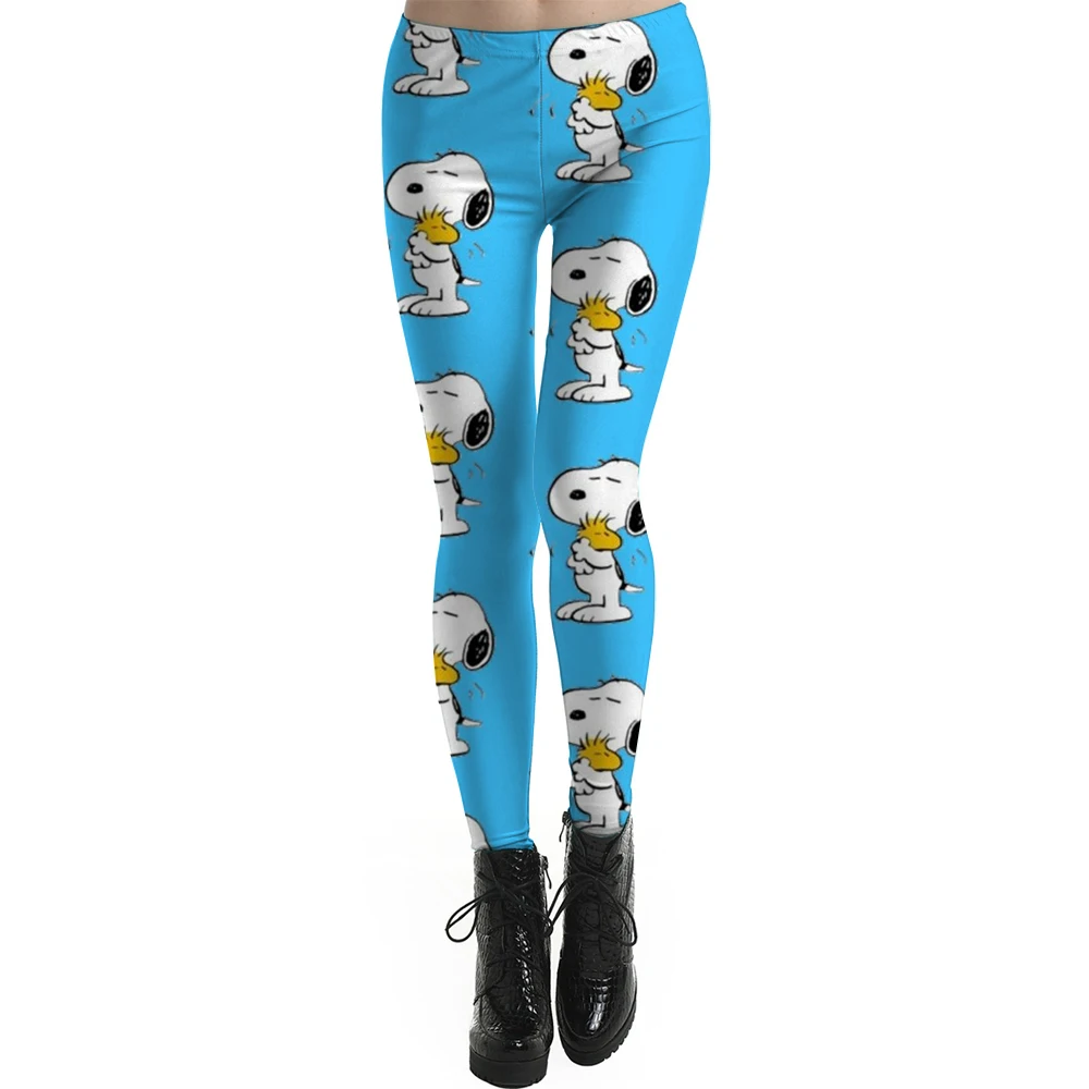 Spring/summer Snoopy print women's slim-fit stretch comfortable casual leggings Pink tight fitting women's leggings