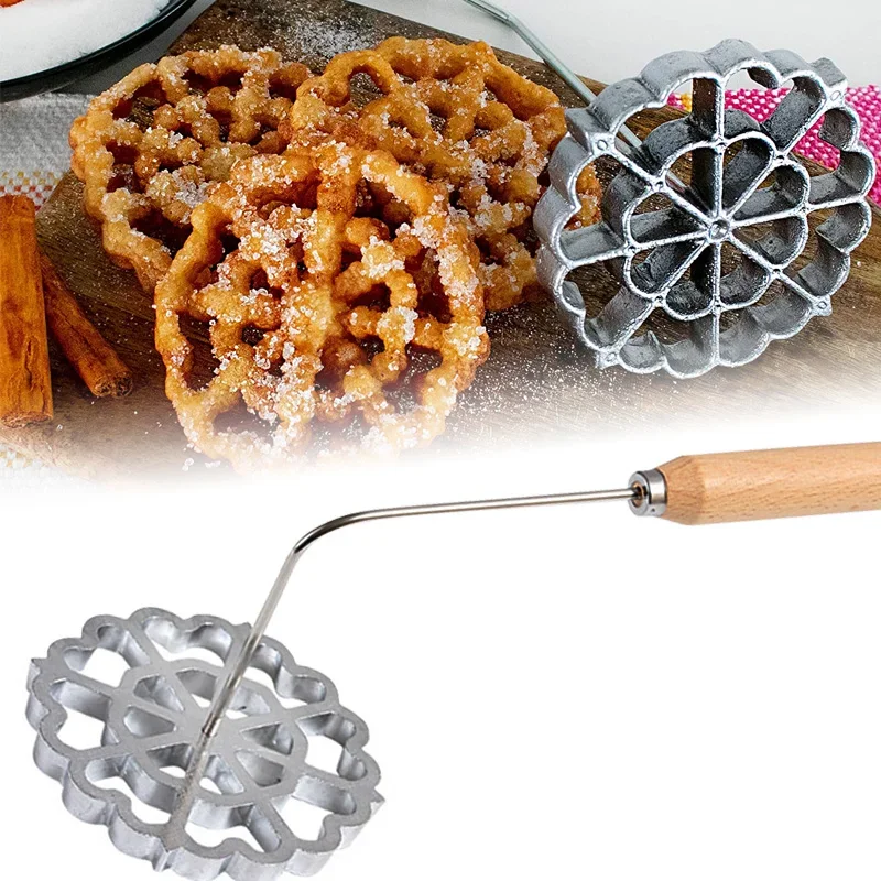 

Rosette Iron Mold Bunuelos Mold Rosette Maker Rosette Cookie Bunuelo Tool Aluminium Cast Waffle Molds for Kitchen Baking Cooking