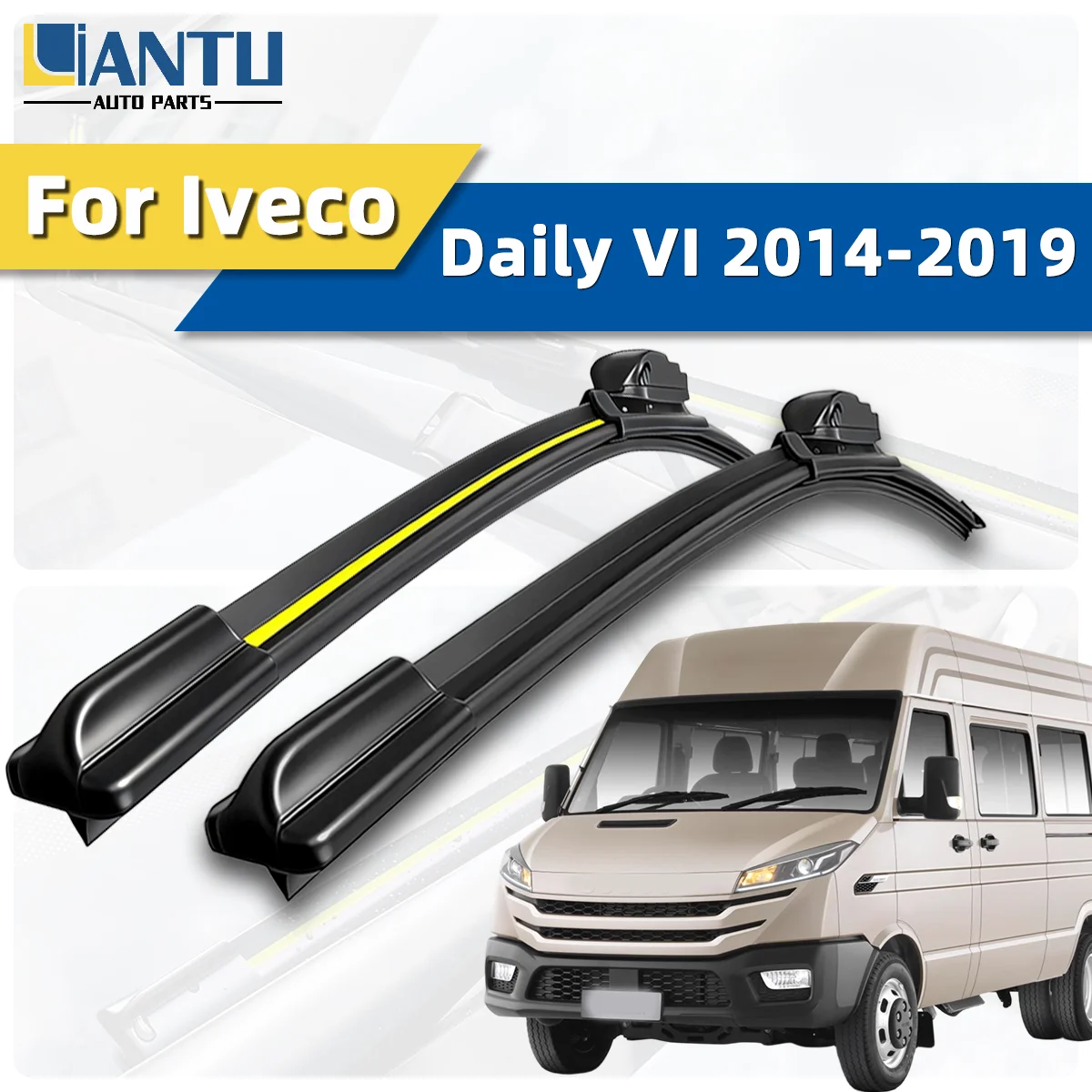 2 Stück Frontscheibenwischer passend für Iveco Daily VI 2014–2019, Auto-Wischerblätter, Premium-Zubehör, leiser Betrieb, hohe Qualität