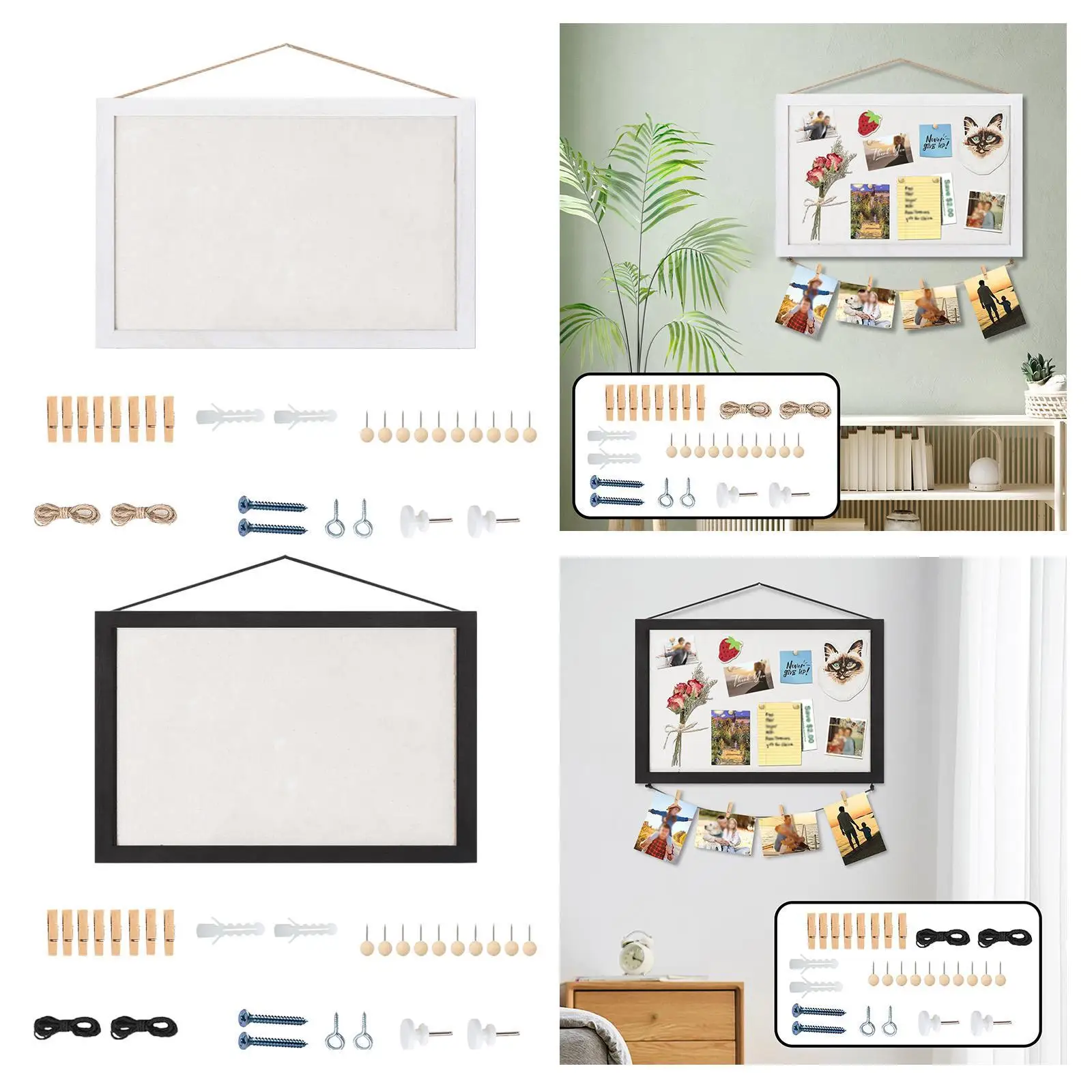 Kurk Board Ornament Retro Stijl Opknoping Foto Display Board Hout Frame Vision Board Voor Interieur Kantoor Woonkamer Keuken