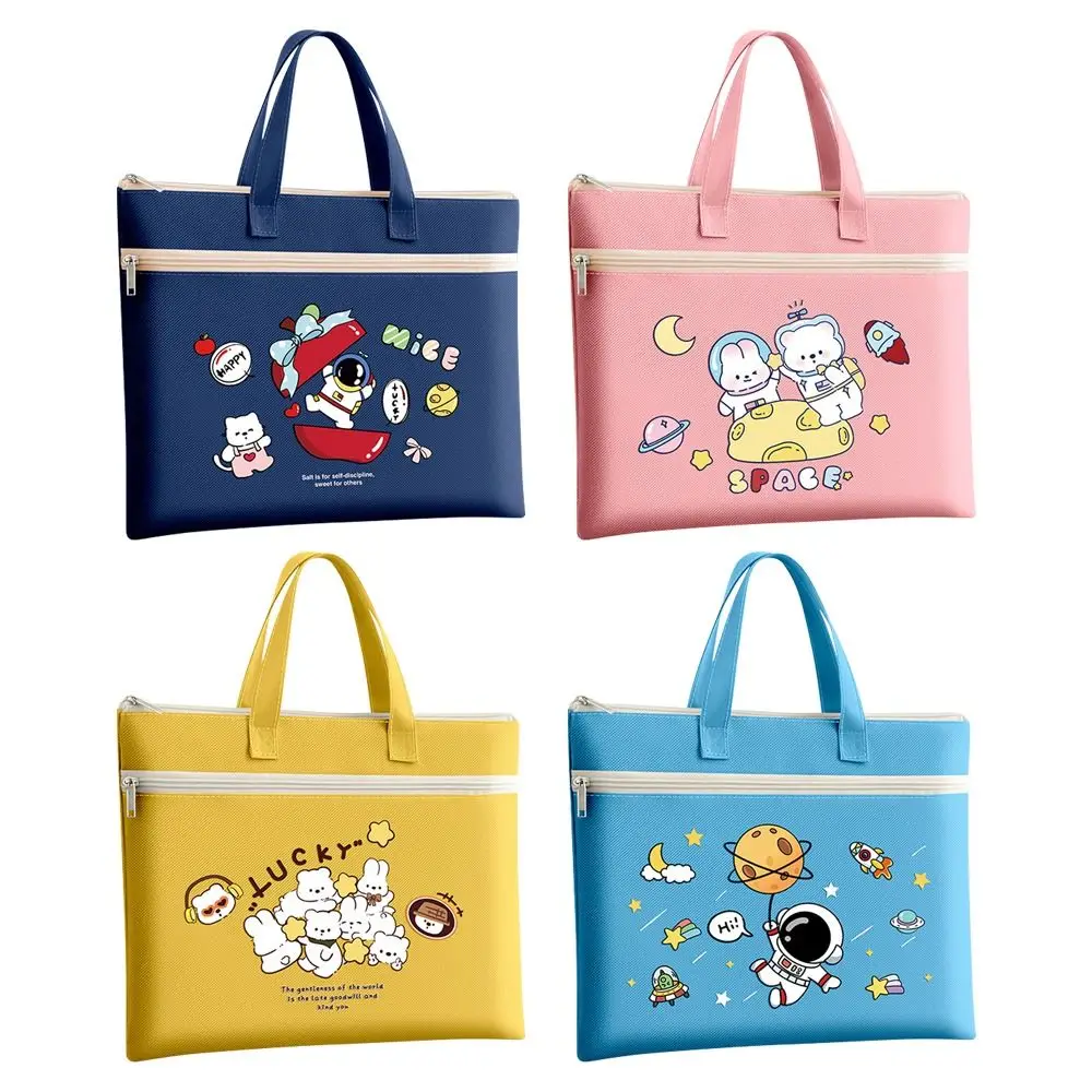 لطيف طبقة مزدوجة حمل حقيبة مدرسية قماش سعة كبيرة حقيبة التدريس الكرتون الفن حقيبة مكتب المدرسة