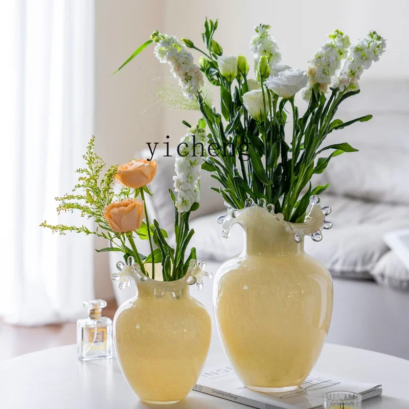

ZK vase ornament dried flower ornament dining table home medieval cream flower utensil flower water rose fairy garden