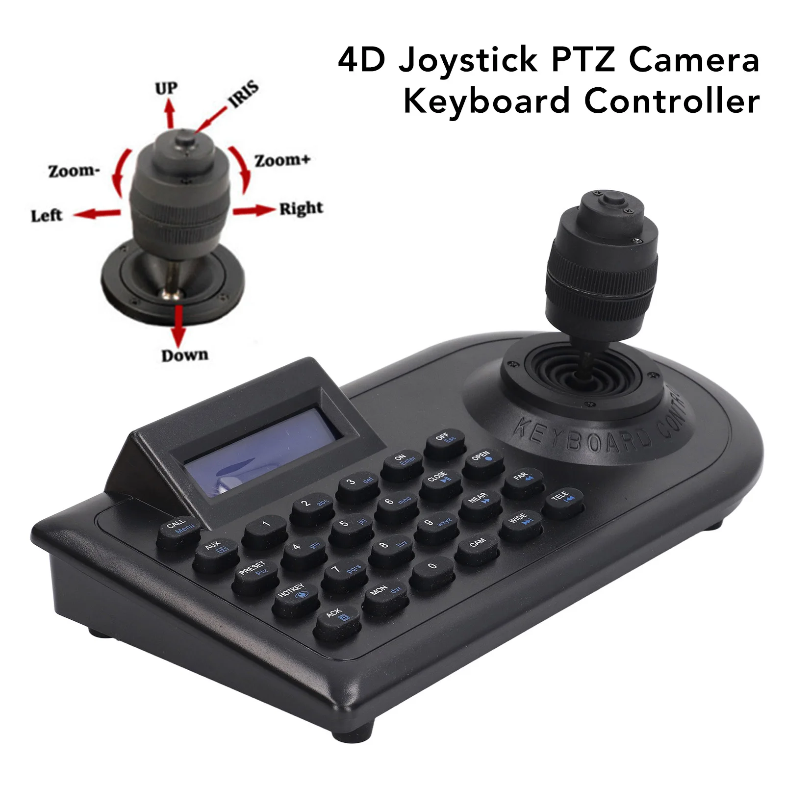 LCD Analog PTZ Camera Keyboard with 4D Joystick PTZ Speed Dome Camera Controller for Linux PTZ Speed Dome Camera Controller