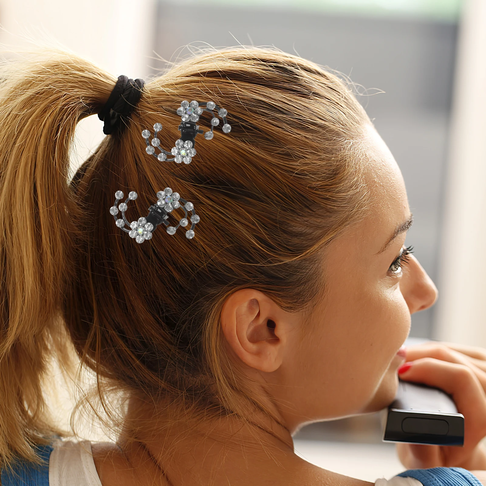 

6 Pcs Mini Claw Clips Plum Hair Bridal Accessories for Women Hairpin Rhinestone