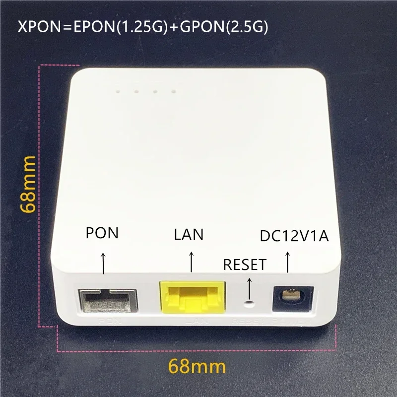 

English ONU FTTH modem G/EPON compatible router Version ONU MINI68*68MM XPON Minni ONU 68MM XPON EPON1.25G/GPON2.5G G/EPON