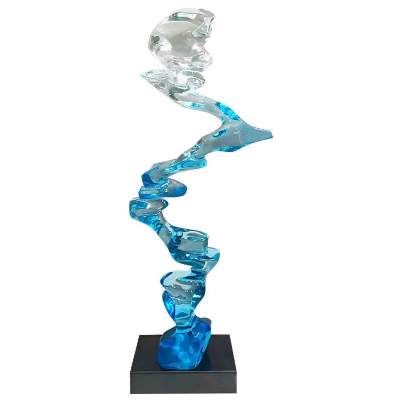 

Modern abstract transparent light luxury high-end sculpture model room, living room TV cabinet entrance ornament