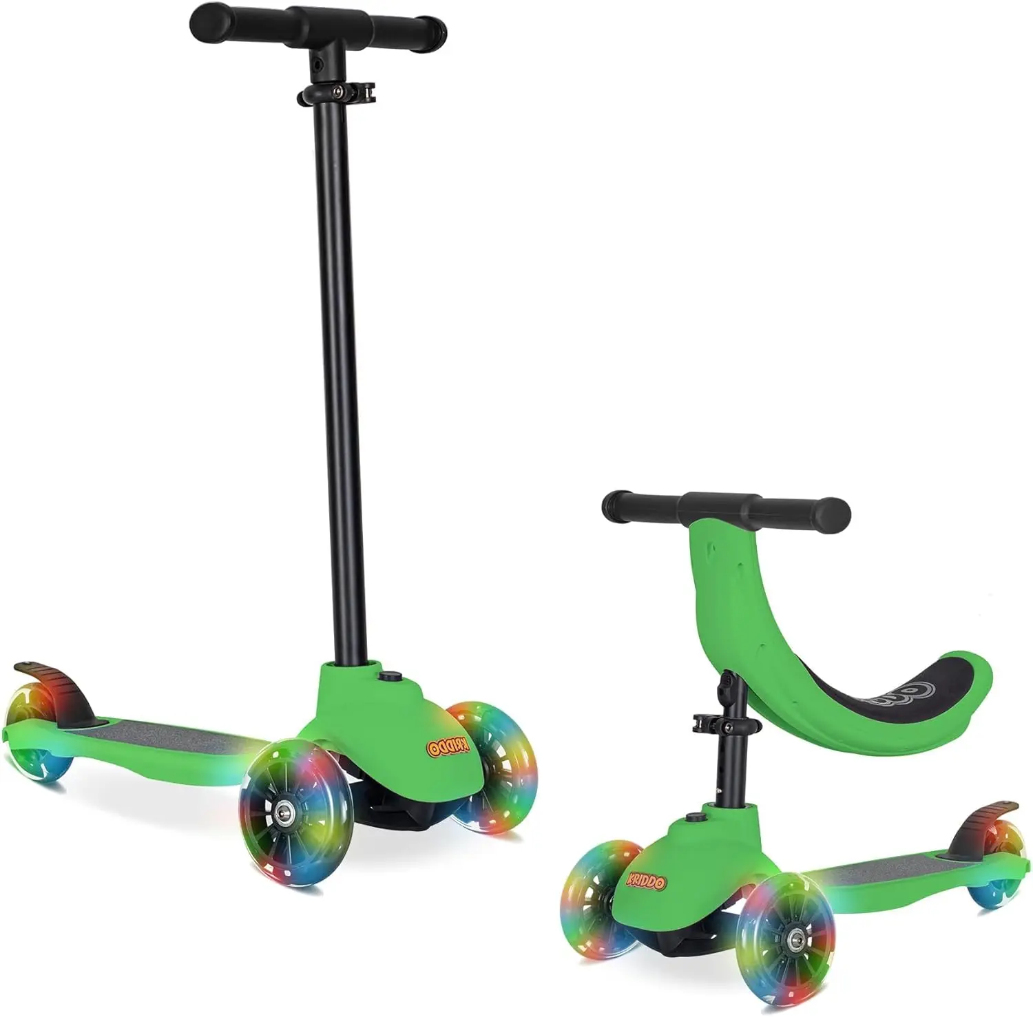 Trottinette Pliante 5 en 1 pour Enfants de 1 à 5 Ans, avec 3 Roues Éclairées, Planche Large sur Pied, Réglable, Recommandée, Apprendre