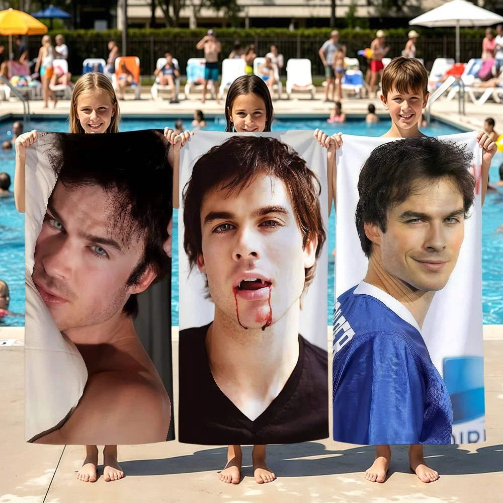 TV art d-Damon Salvatore Pink Towel Beach Towels Soft Quick Dry Pool Towel for Travel Gym bathing Spa Camp sport Gift