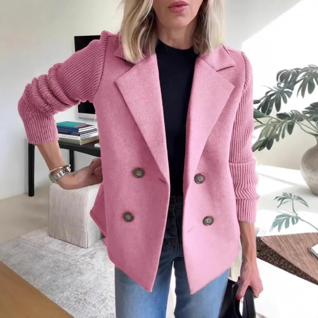 

Женское шерстяное пальто, весна 2025, повседневный топ с воротником костюма, тонкая женская верхняя одежда с капюшоном в китайском стиле, модная женская верхняя одежда