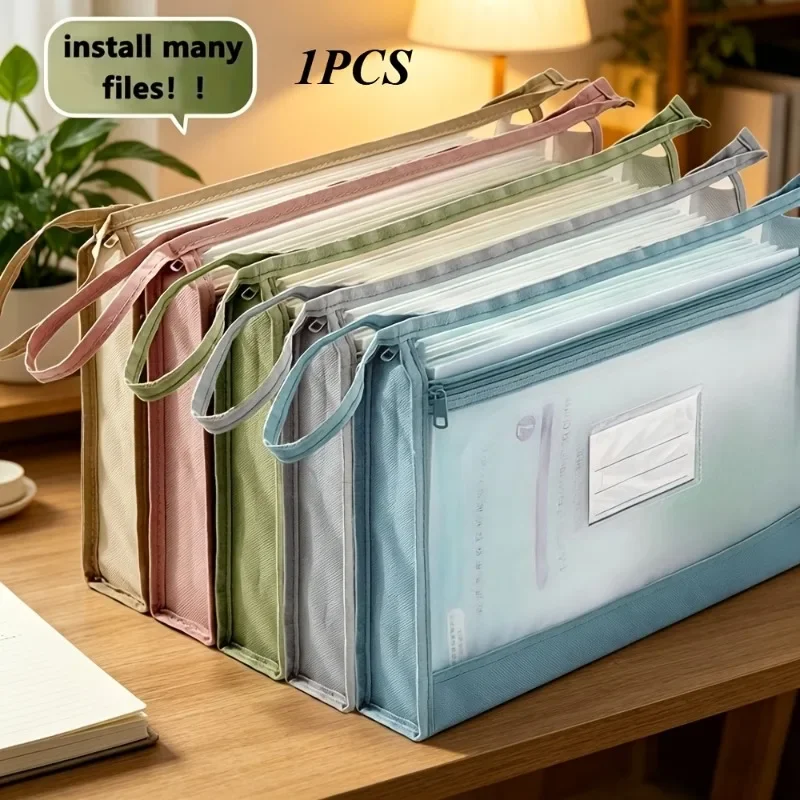 1 PCS Extra Large A4 Mesh Storage Bag, Transparent Double Zipper Closure, Suitable for Storing Office Supplies or Handicrafts