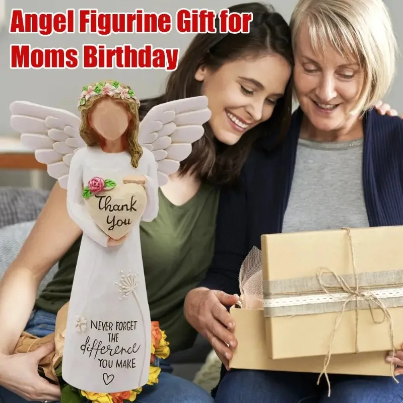 Mother's  Day Gift Resin Angel Statue Mom Sculpture Desktop Living Room Home Decor Crafts Ornament