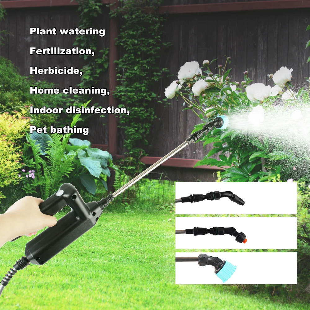 3M Hose 7.4V Rechargeable Electric Water Sprayer Telescopic Handle with 3 Mist Nozzles Battery Powered Sprayer Wand