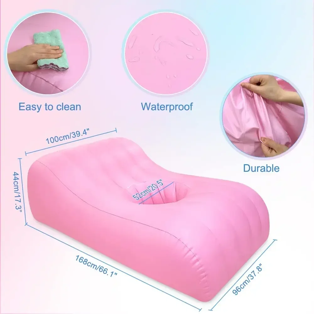 Bed Mattress Inflatable with Hole for Sleeping After Butt Surgery Recovery, Butt Lift Recovery Bed Air Soft Matress, Pink, Black