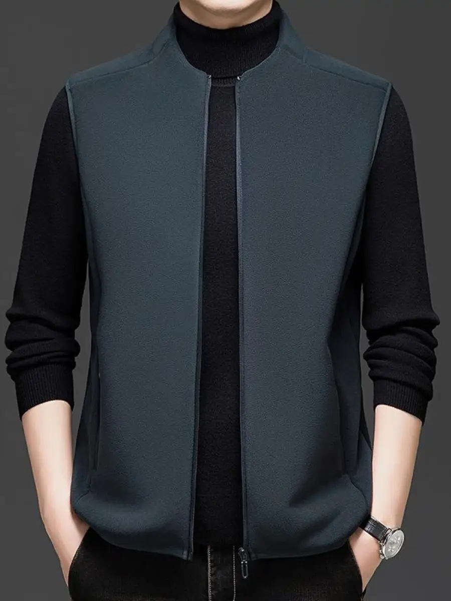 

Мужской зимний утепленный жилет на флисовой подкладке, повседневный, универсальный, на молнии, для среднего возраста, модная верхняя одежда