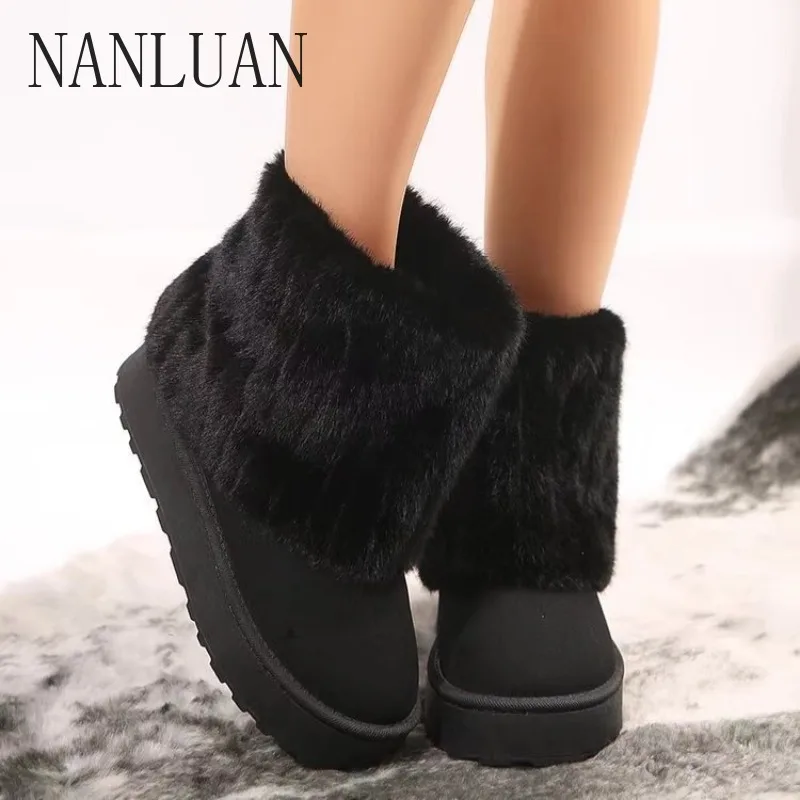 

2024 Boutique Winter Women's Boots Style Simple Solid Color High-top Women's Shoes with Cotton To Keep Warm Outdoor Snow Boots