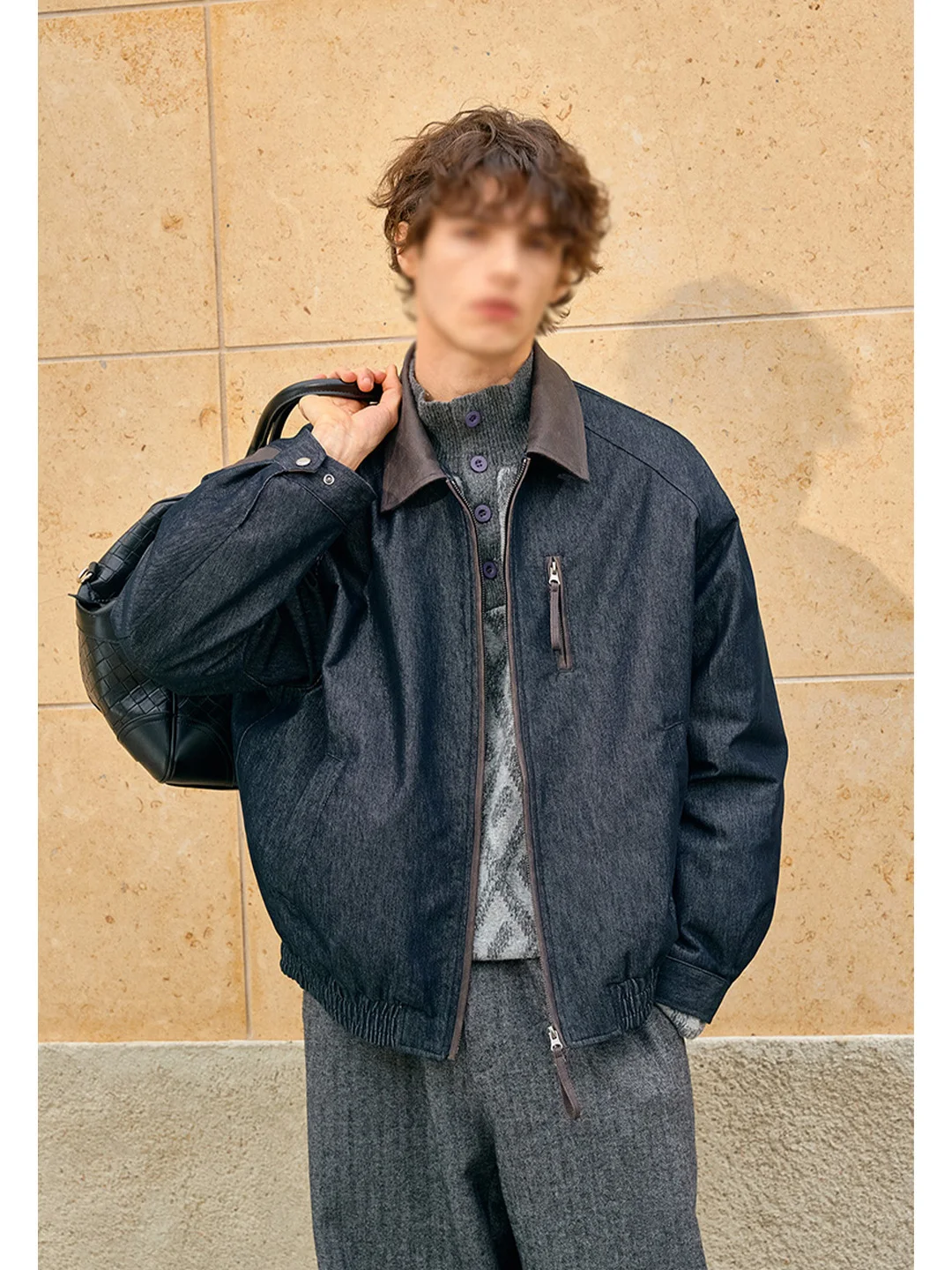 

Мужская легкая стеганая куртка с эффектом двухслойности, джинсовая, с воротником из искусственной кожи, теплая, осенне-зимняя, новая, повседневная верхняя одежда