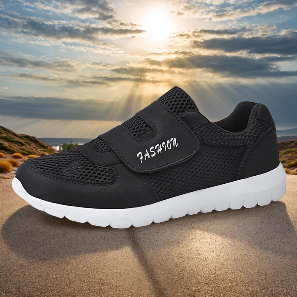 Men Mesh Walking Shoes Fashion Hook & Loop Sneakers Comfortable Jogging Shoes Lightweight Running Shoes for Outdoor Sports