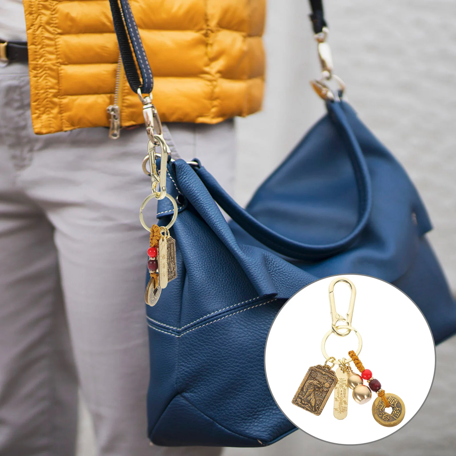 Ring Wu Key Chain Backpack Pendant Rings Chains Bag Small Keychain for Car Keys God of Wealth