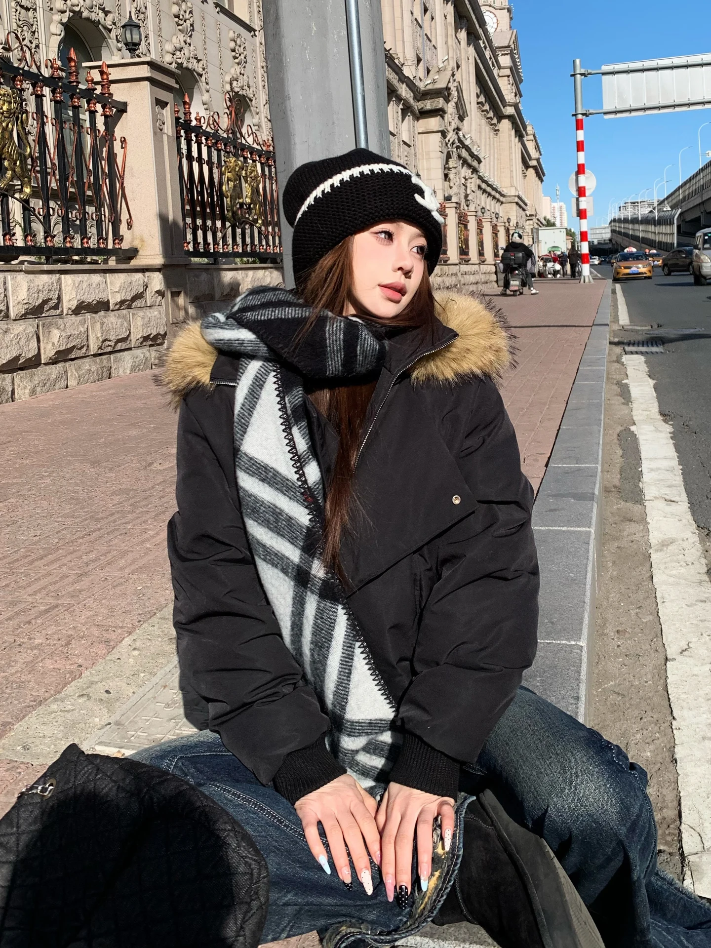 

Warm ort Women's down Jaet ER Big Fur Collar 90 White Du down Coat Korean Sle Slim Fit Thiened Long Sve Zipper