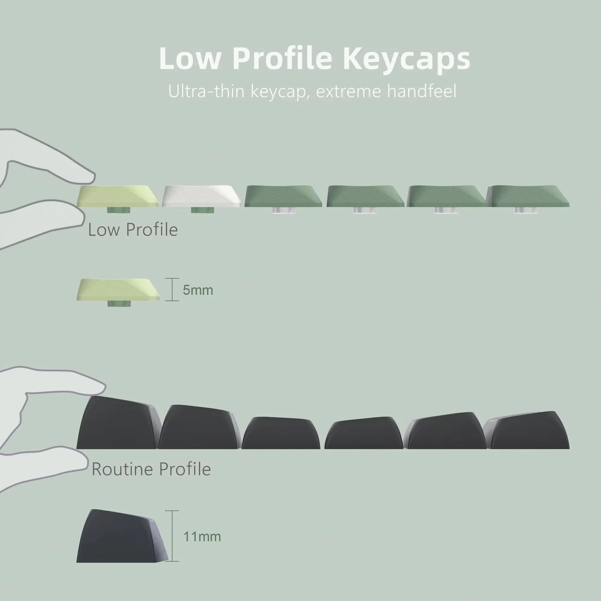 Teclas verdes XVX, teclas PBT de perfil bajo para interruptor MX 75%, teclado mecánico para jugar, doble disparo, 143 teclas